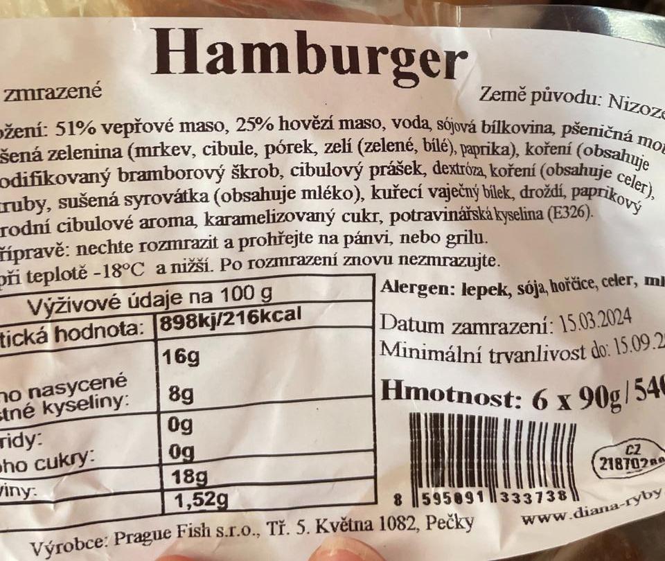 Fotografie - Hamburger Prague Fish s.r.o.