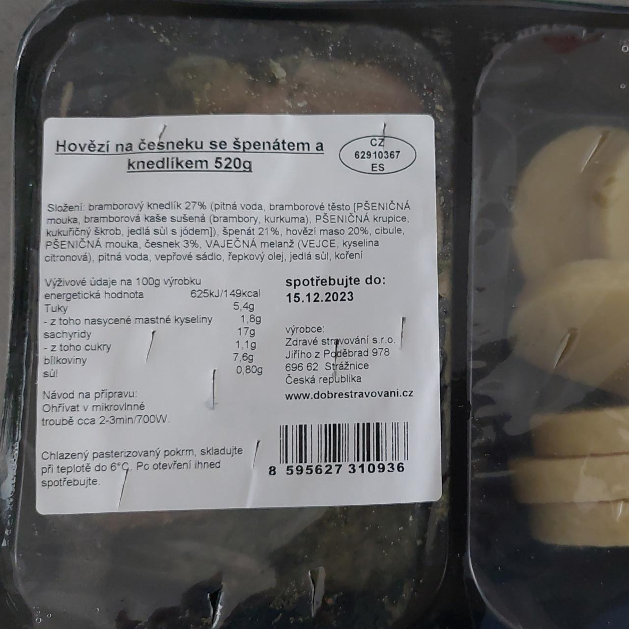 Fotografie - Hovězí na česneku se špenátem a knedlíkem