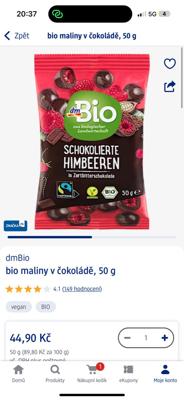 Fotografie - Maliny v čokoládě dmBio