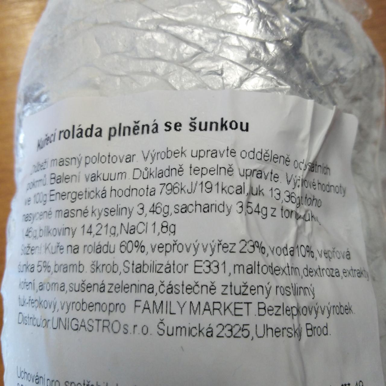 Fotografie - Kuřecí roláda plněná se šunkou Family Market
