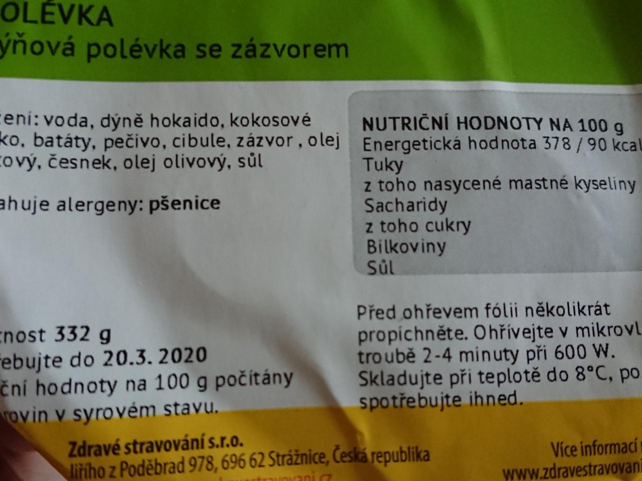 Fotografie - dýňová polévka se zázvorem