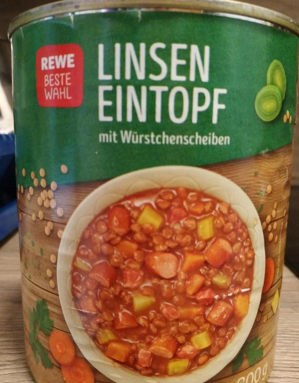 Fotografie - Linseneintopf mit Würstchenscheiben REWE Beste Wahl