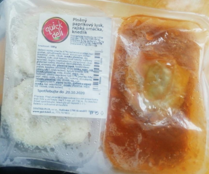 Fotografie - Plněný paprikový lusk, rajská omáčka, knedlík quick deli