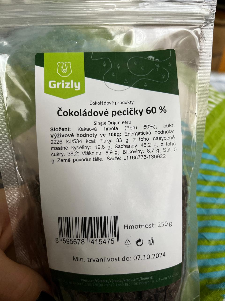 Fotografie - Čokoládové pecičky 60% Grizly