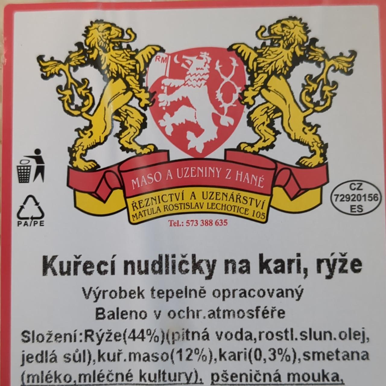 Fotografie - Kuřecí nudličky na kari, rýže Řeznictví a uzenářství Rostislav Matula