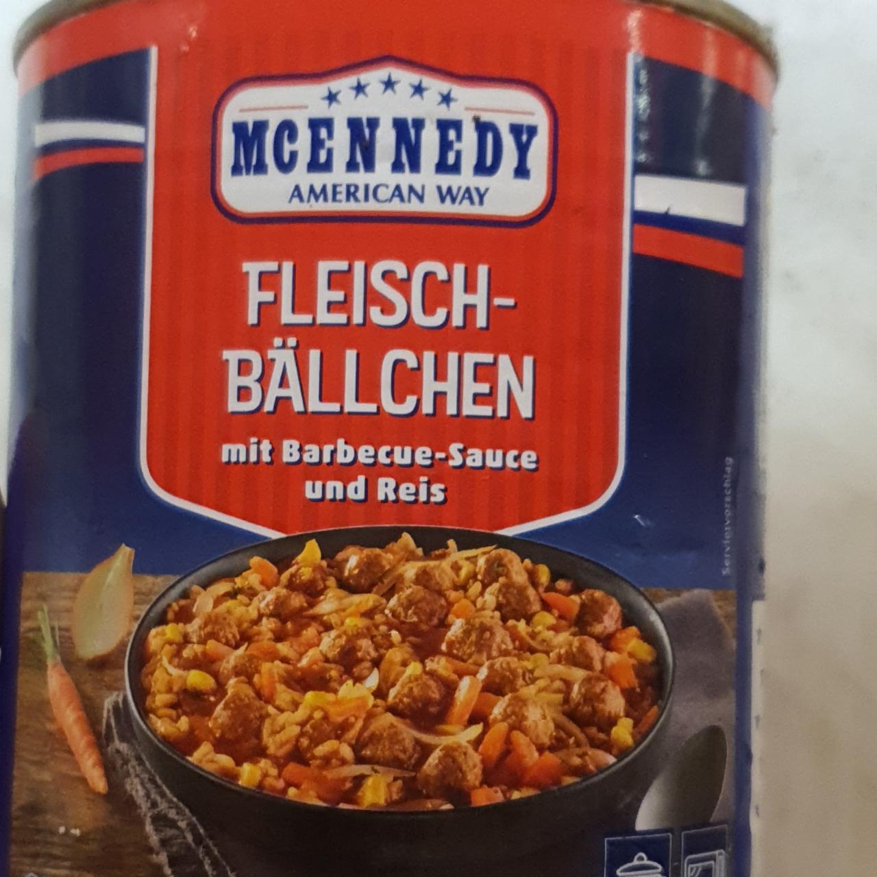Fotografie - Feisch-bällchen mit barbecue sauce und reis McEnnedy American Way