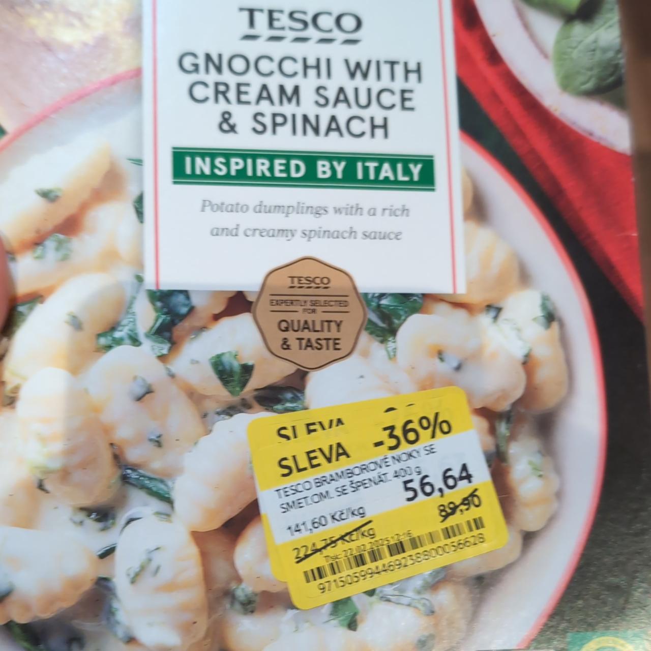 Fotografie - Gnocchi with cream sauce & spinach Tesco