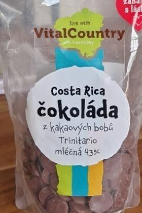 Fotografie - Costa rica čokoláda z kakaových bobů trinitario mléčná 43% VitalCountry