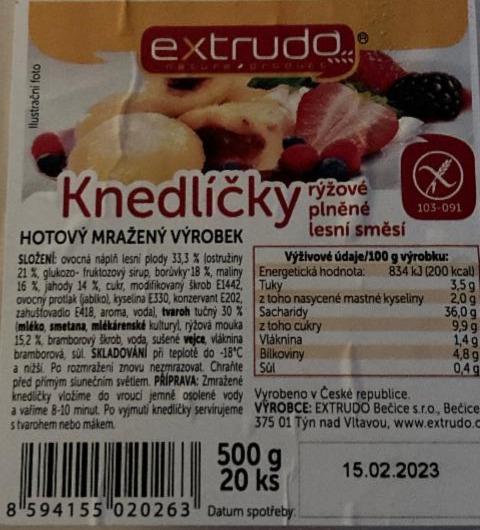 Fotografie - Knedlíčky rýžové plněné lesní směsí Extrudo
