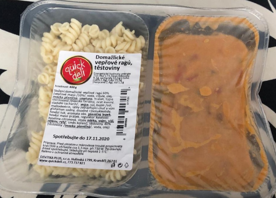 Fotografie - Domažlické vepřové ragú těstoviny quick deli