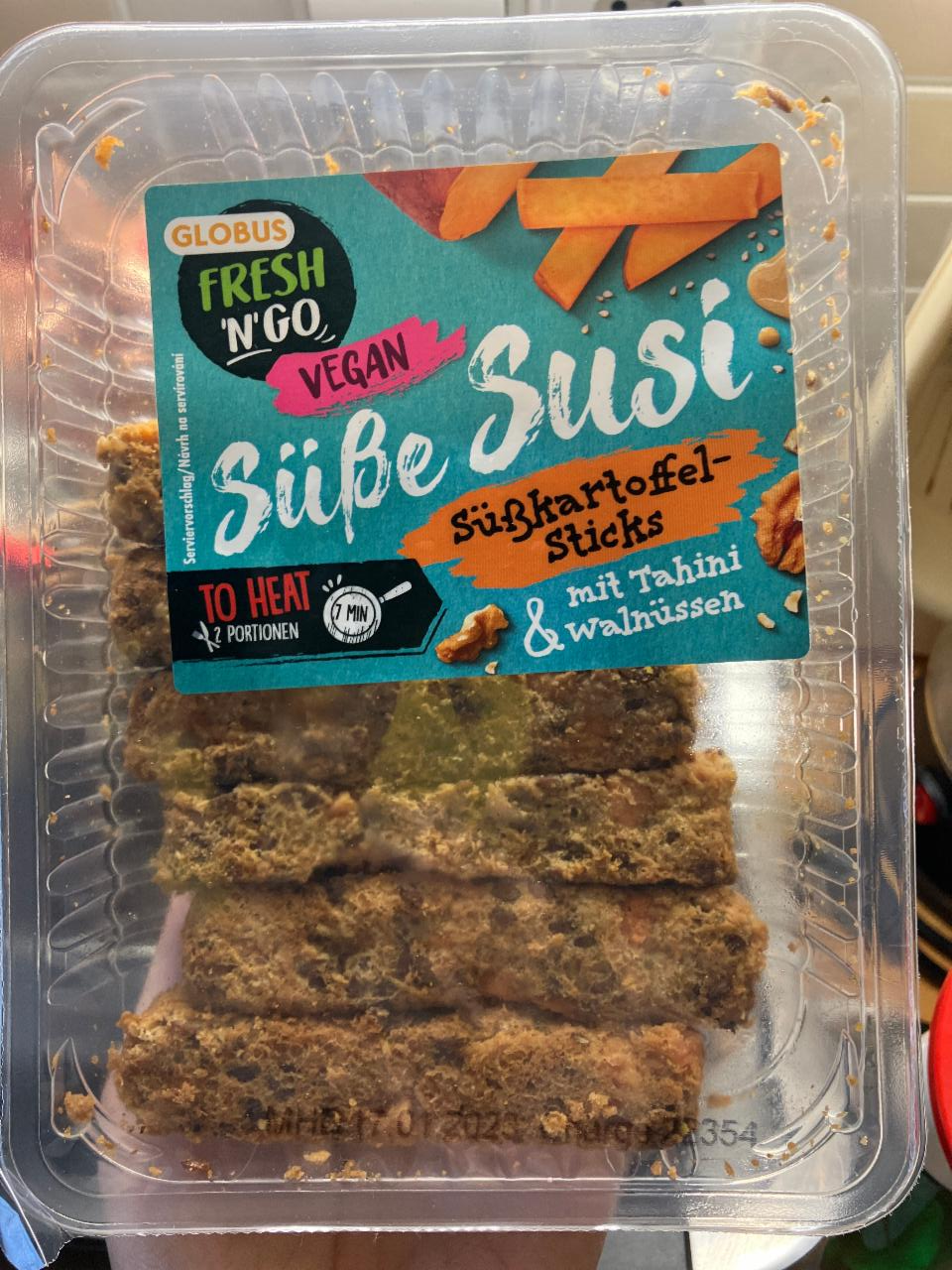 Fotografie - Süsse Susi Batátové tyčinky s tahini a vlašskými ořechy Globus Fresh n Go