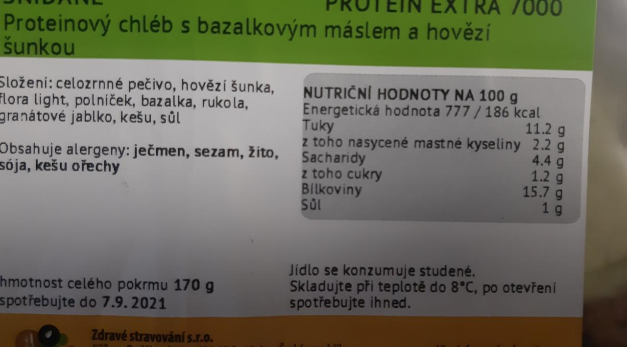 Fotografie - Proteinový chléb s bazalkovým máslem a hovězí šunkou Zdravé stravování