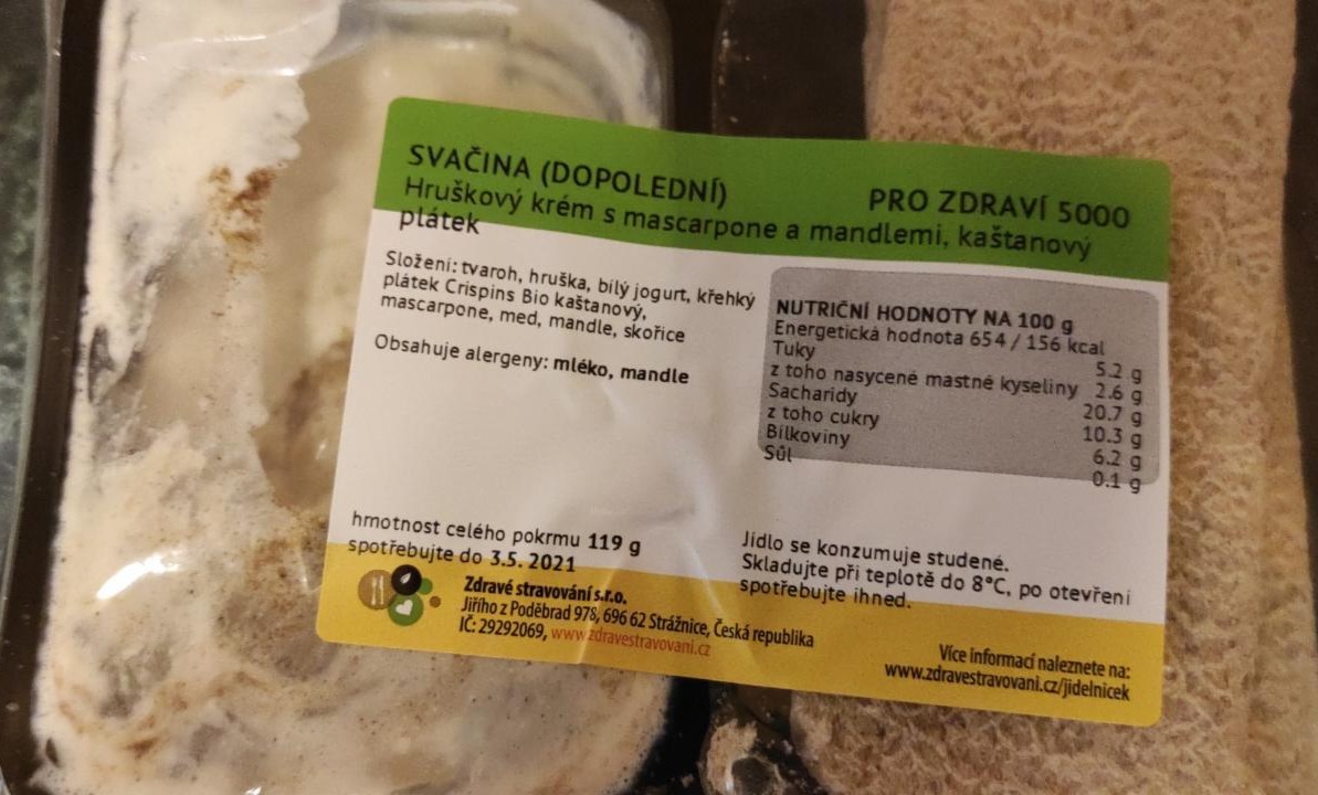 Fotografie - Hruškový krém s mascarpone a mandlemi, kaštanový plátek Zdravé stravování