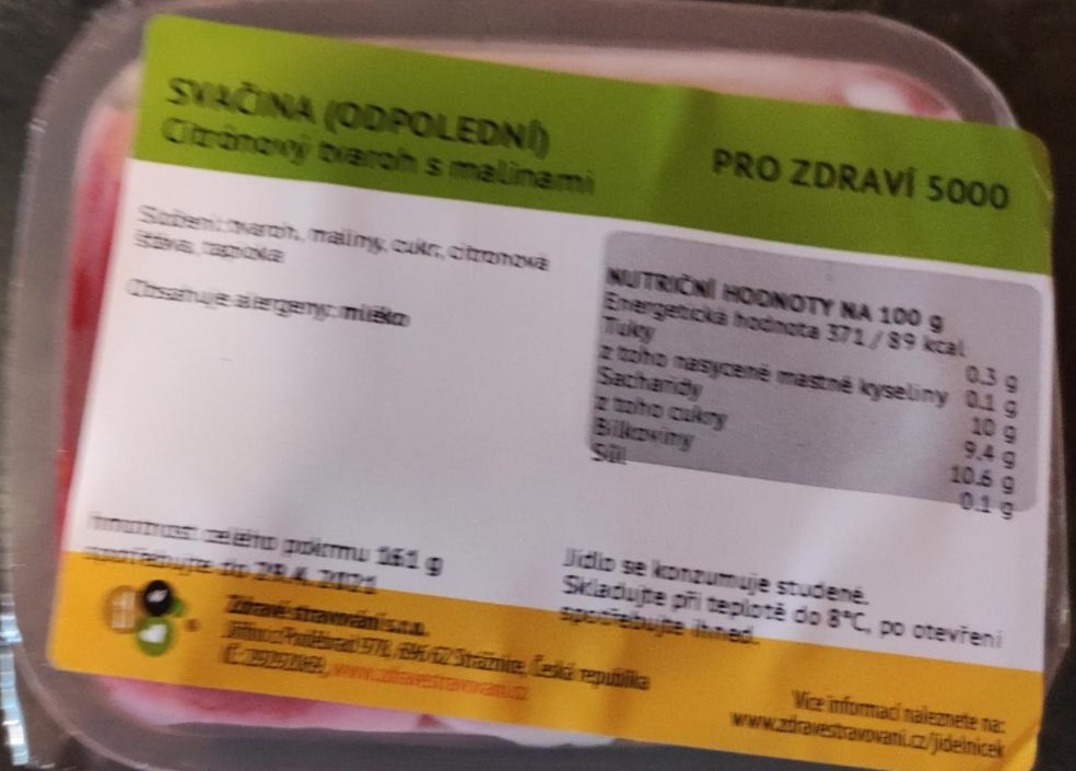 Fotografie - citrónový tvaroh s malinami Zdravé stravování