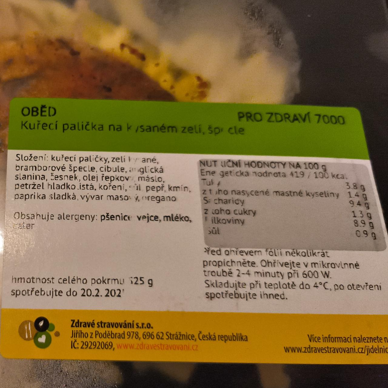Fotografie - Kuřecí palička na kysaném zelí, špecle Zdravé stravování