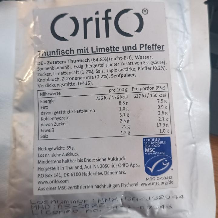 Fotografie - Thunfisch mit limette und pfeffer Orifo