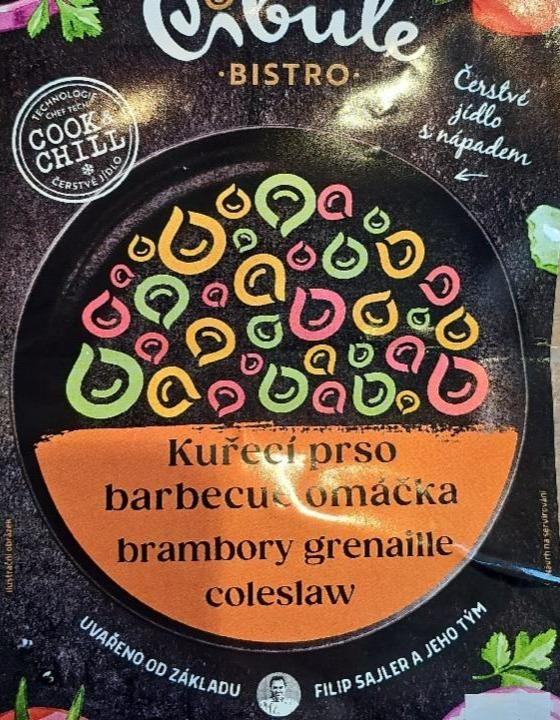 Fotografie - Kuřecí prso barbecue omáčka, brambory grenaille a coleslaw Cibule Bistro