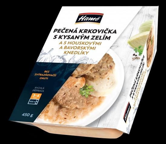 Fotografie - Pečená krkovička s kysaným zelím a s houskovým a bavorským knedlíkem Hamé