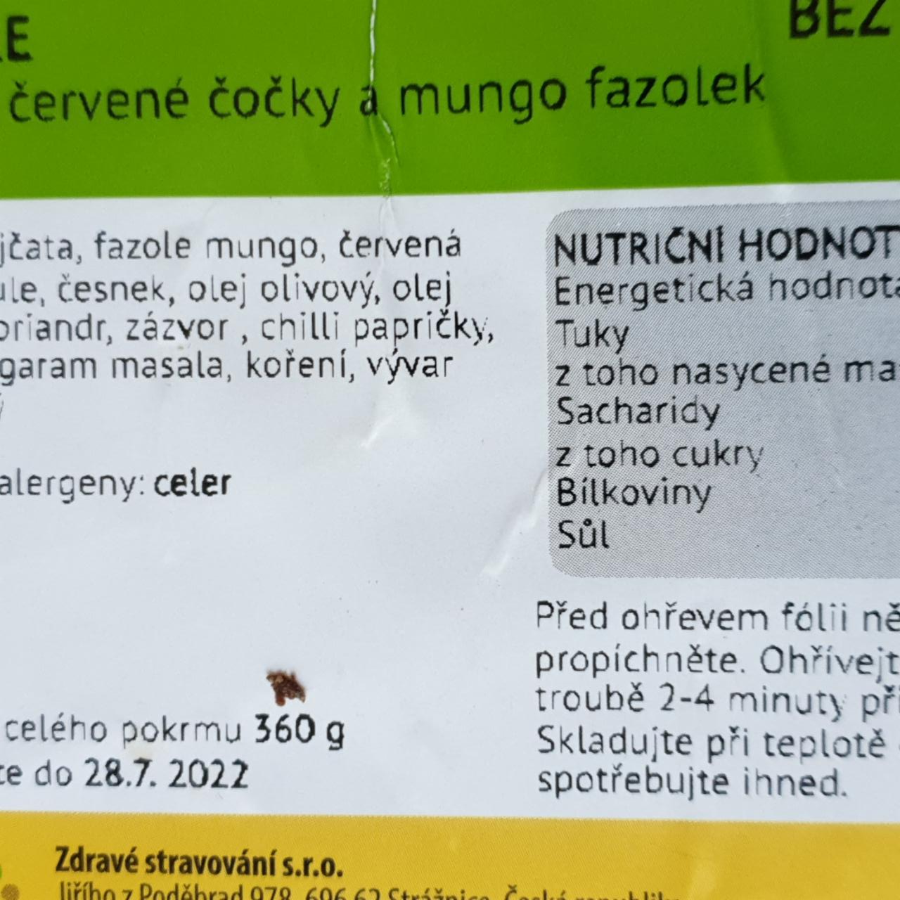Fotografie - Dhál z červené čočky a mungo fazolek Zdravé stravování večeře