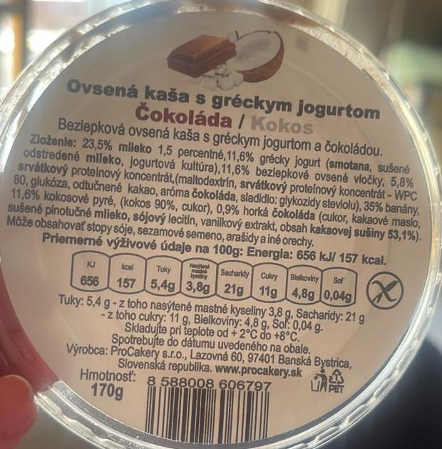 Fotografie - Ovesná kaša s gréckym jogurtom čokoláda/kokos ProCakery