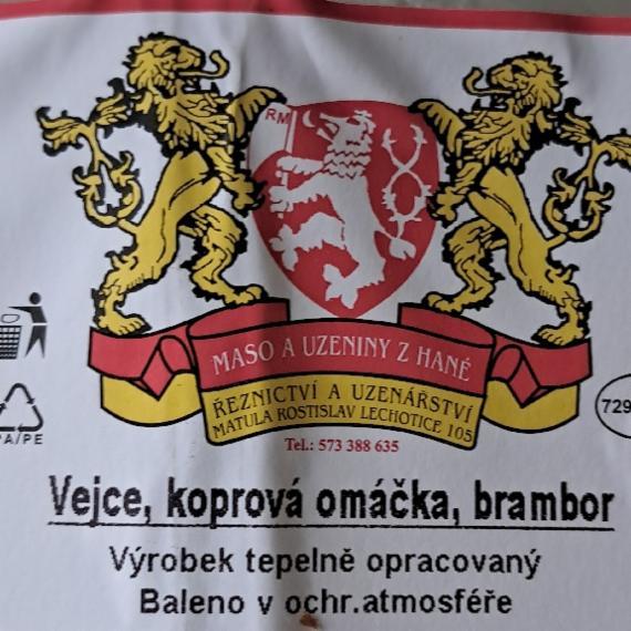 Fotografie - Vejce, koprová omáčka, brambor Řeznictví a uzenářství Rostislav Matula