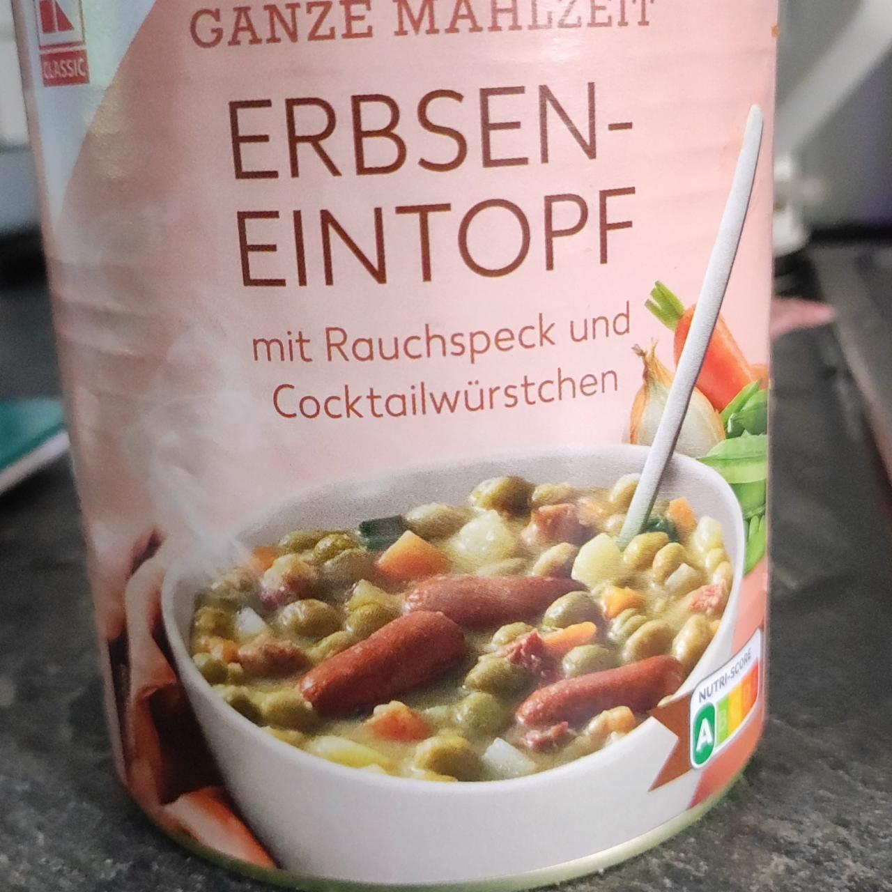 Fotografie - Erbsen-Eintopf mit Rauchspeck und Cocktailwürstchen K-Classic