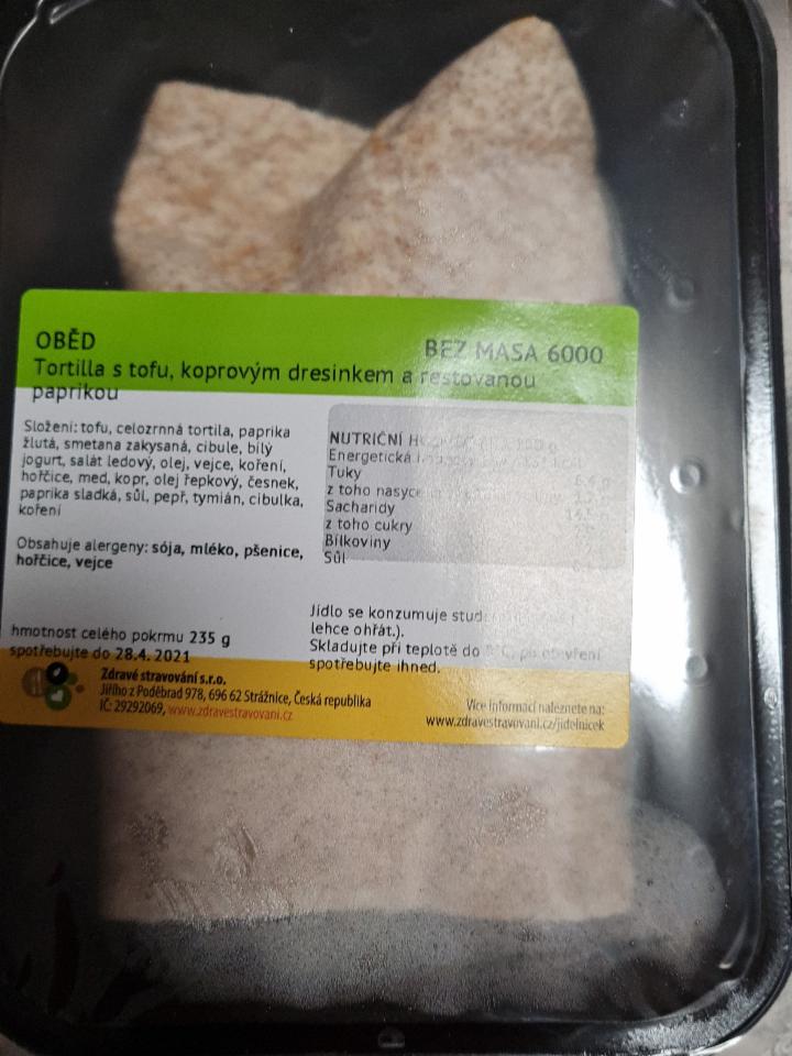 Fotografie - Tortilla s tofu, koprovým dresinkem a restovanou paprikou Zdravé stravování