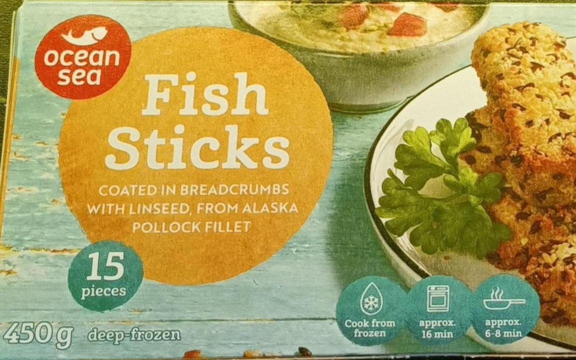 Fotografie - Fish sticks coated in breadcrumbs with linseed from alaska pollock fillet Ocean Sea