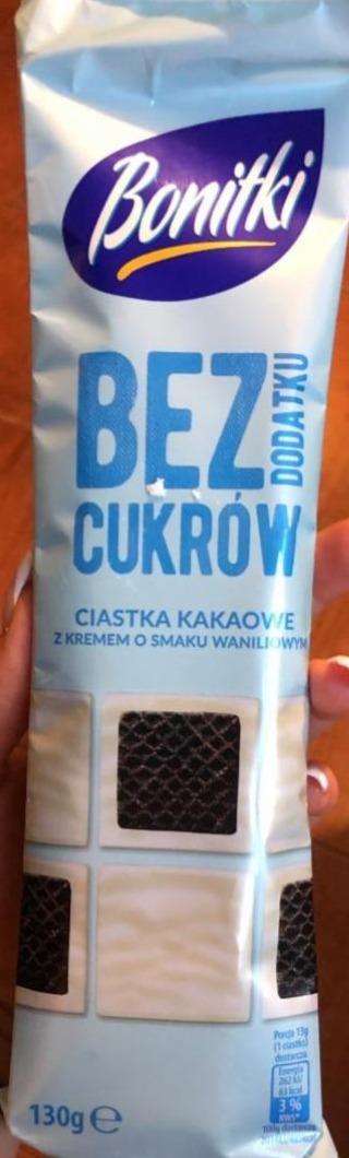 Fotografie - Bonitki ciastka kakaowe s kremem waniliowym (bez dodatku cukrów)