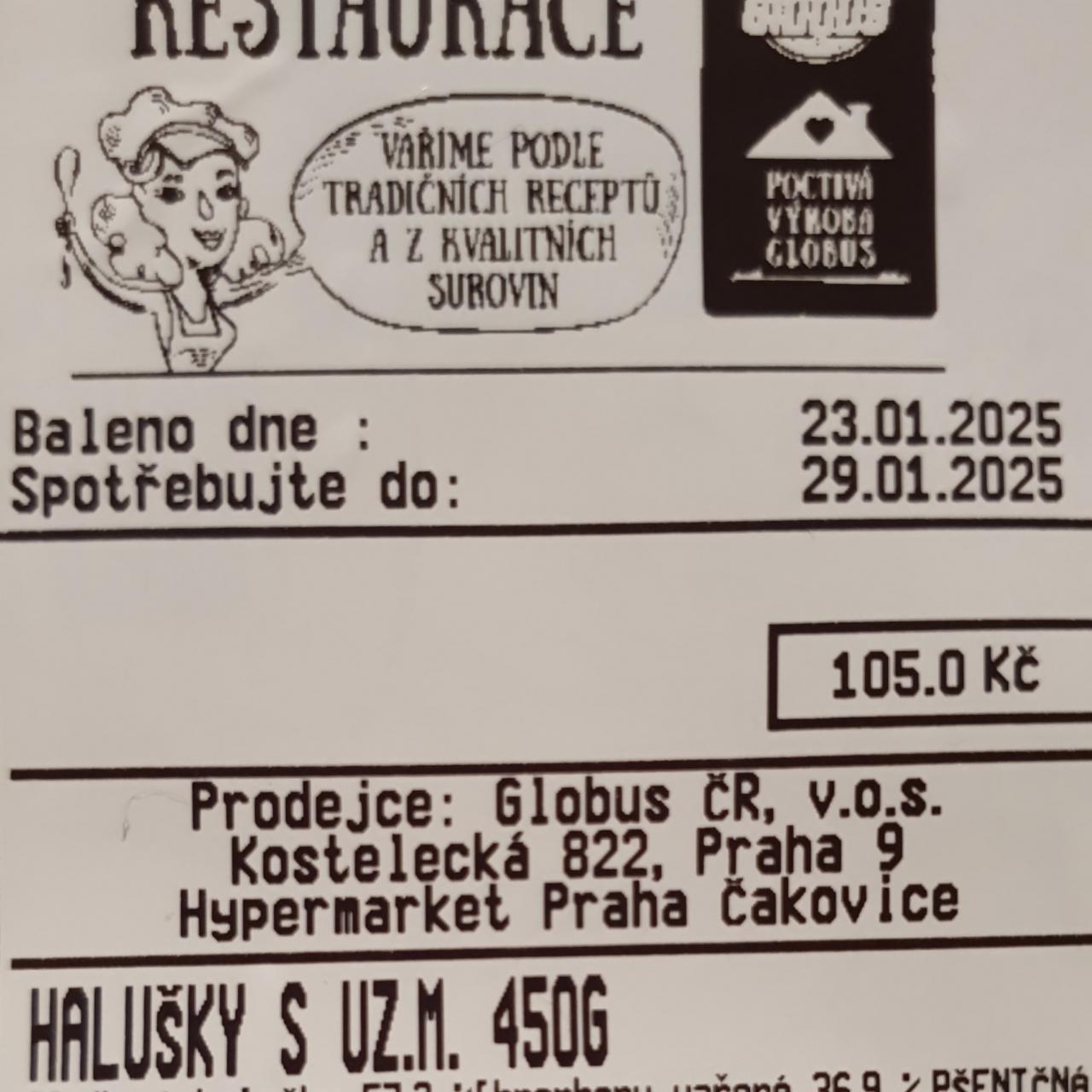 Fotografie - Halušky s uzeným masem Globus