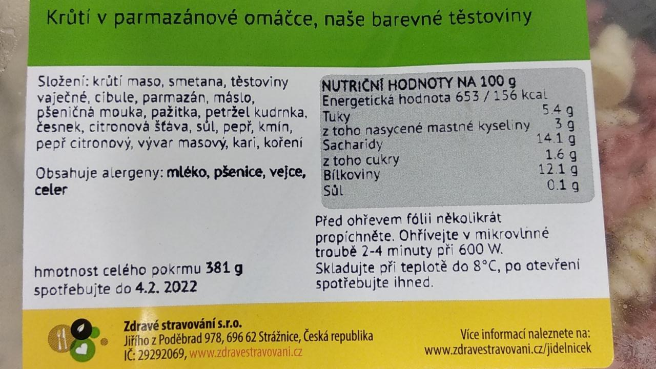 Fotografie - Krůtí v parmazánové omáčce, naše barevné těstoviny Zdravé stravování