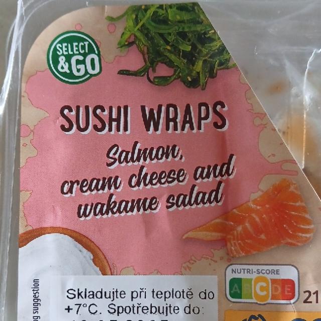 Fotografie - Sushi wraps salmon cream cheese and wakame salad Select&Go