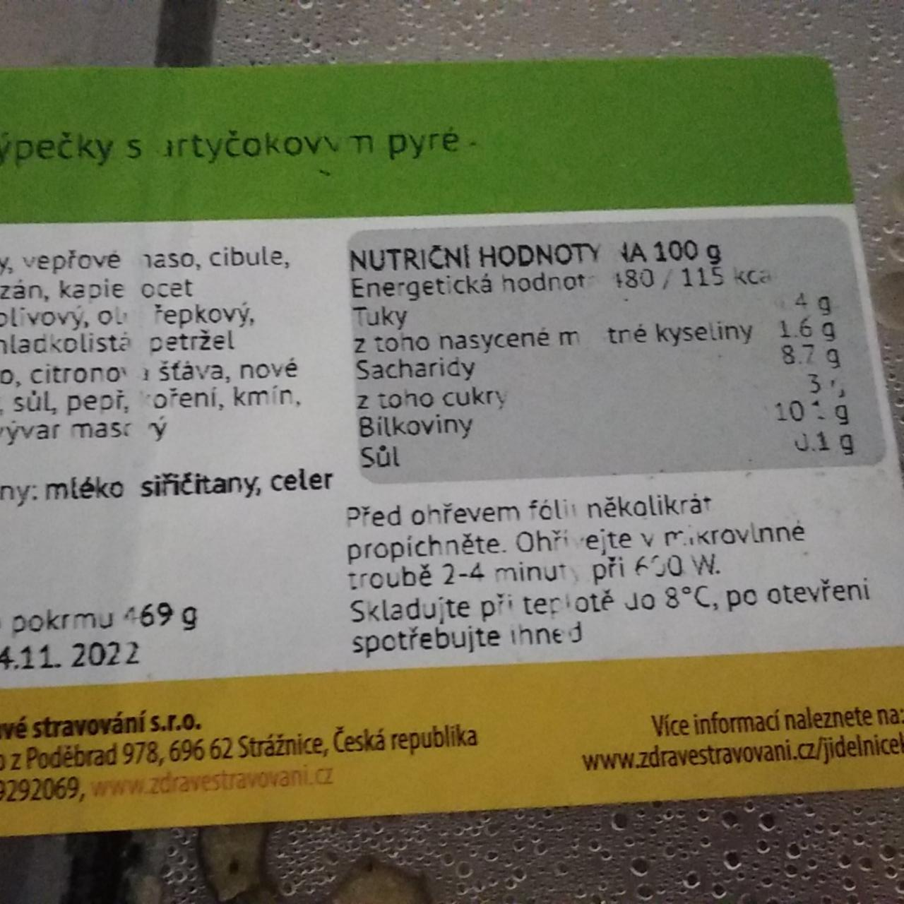 Fotografie - Vepřové výpečky s artyčokovým pyré Zdravé stravování