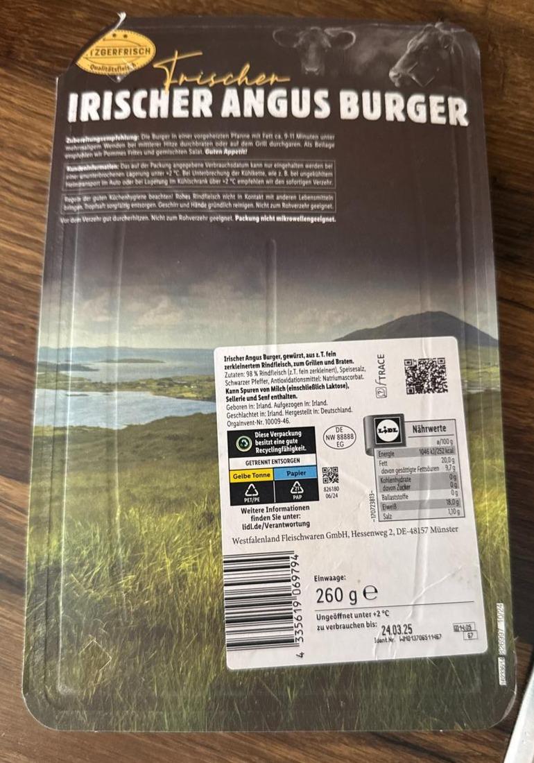 Fotografie - Irischer angus burger Lidl