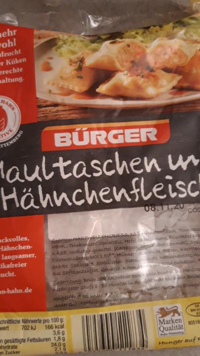 Fotografie - Maultaschen mit Hähnchenfleisch Bürger