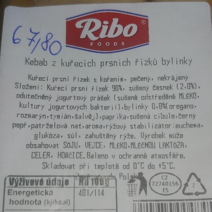Fotografie - Kebab z kuřecích prsních řízků bylinky Ribo foods